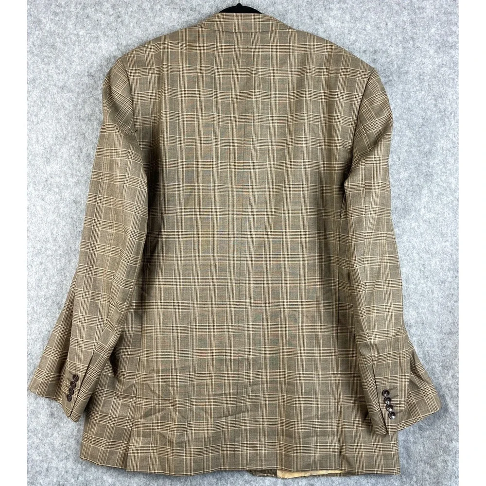 Ranieri Nomo Blazer Mens 50L Tan Wool Windowpane Plaid Classic Super 150s Italy